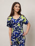 Double Ruffle Bell Sleeves V Neck DIGITAL PRINT Top - T2704